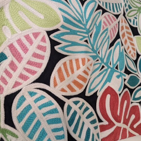 Potter Barn Teen embroidered leaf pillow cover - Picture 2 of 5